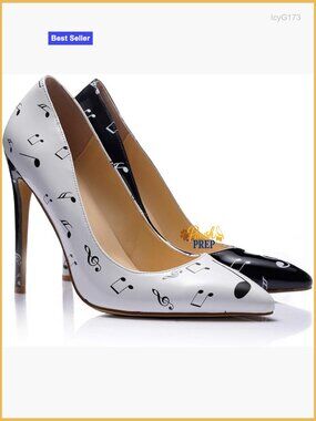 4.72" Stiletto Heels Pumps with Music Note Print Closed Toe